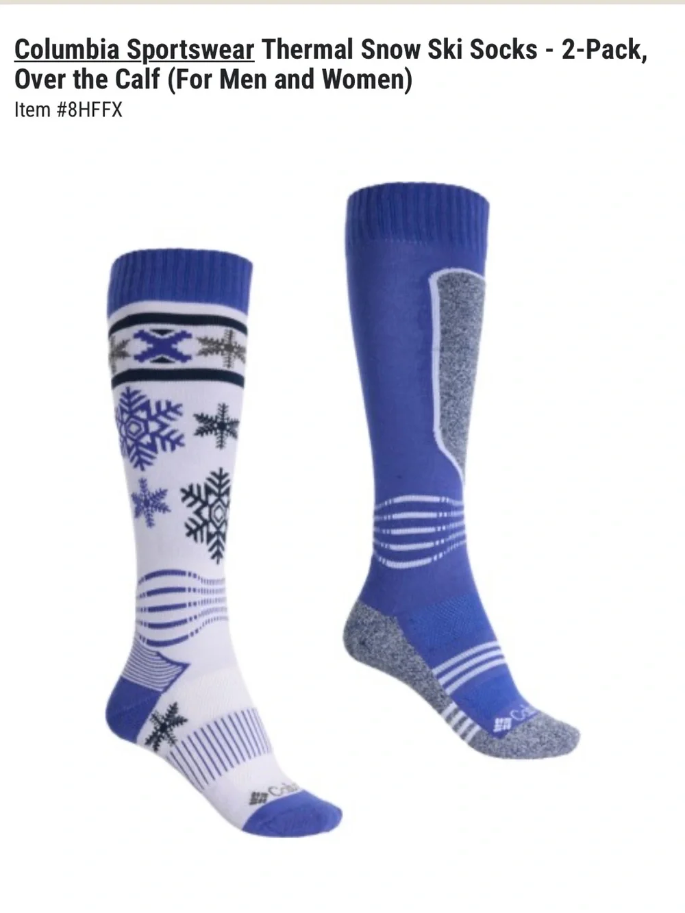 Youth Columbia Sportswear Thermal Snow Ski Socks 2 Pack , Over the Calf Unisex